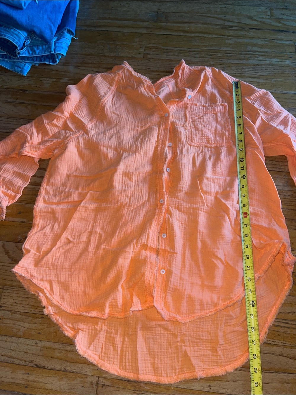 aerie Lightweight Orange Button-Front Women's Blouse